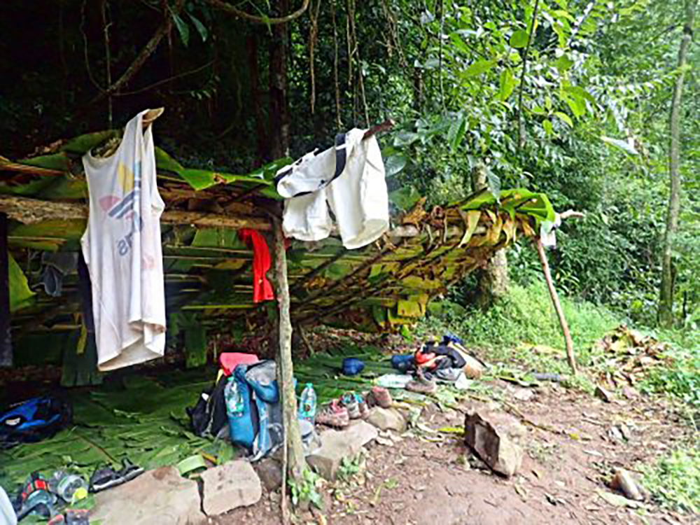 A shelter from bamboo and banana leaves at Luang Namtha Laos