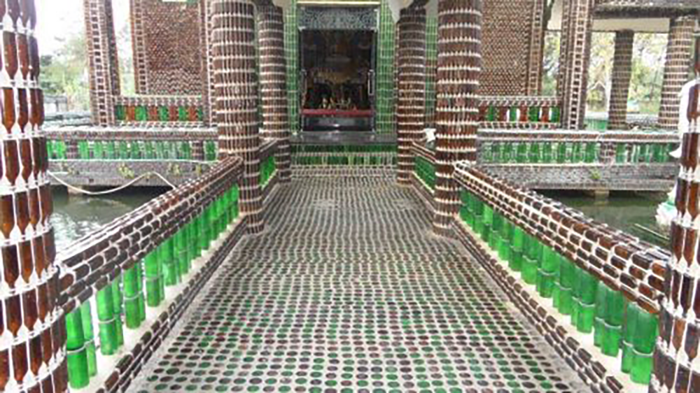 Bottle floor and walls at Thailand's Million Bottle Temple