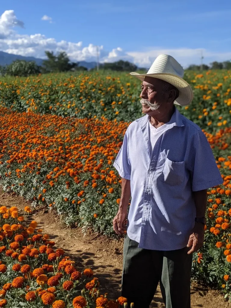 Cempasuchil Marigold Fields during Day of the Dead in Oaxaca