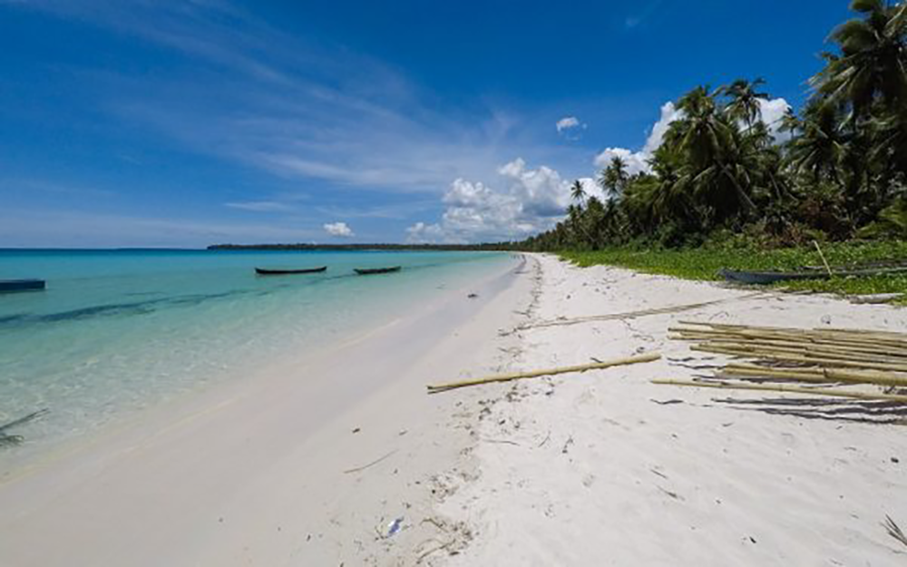 Clear water on Matwaer Beach on the Kei Islands in Indonesia