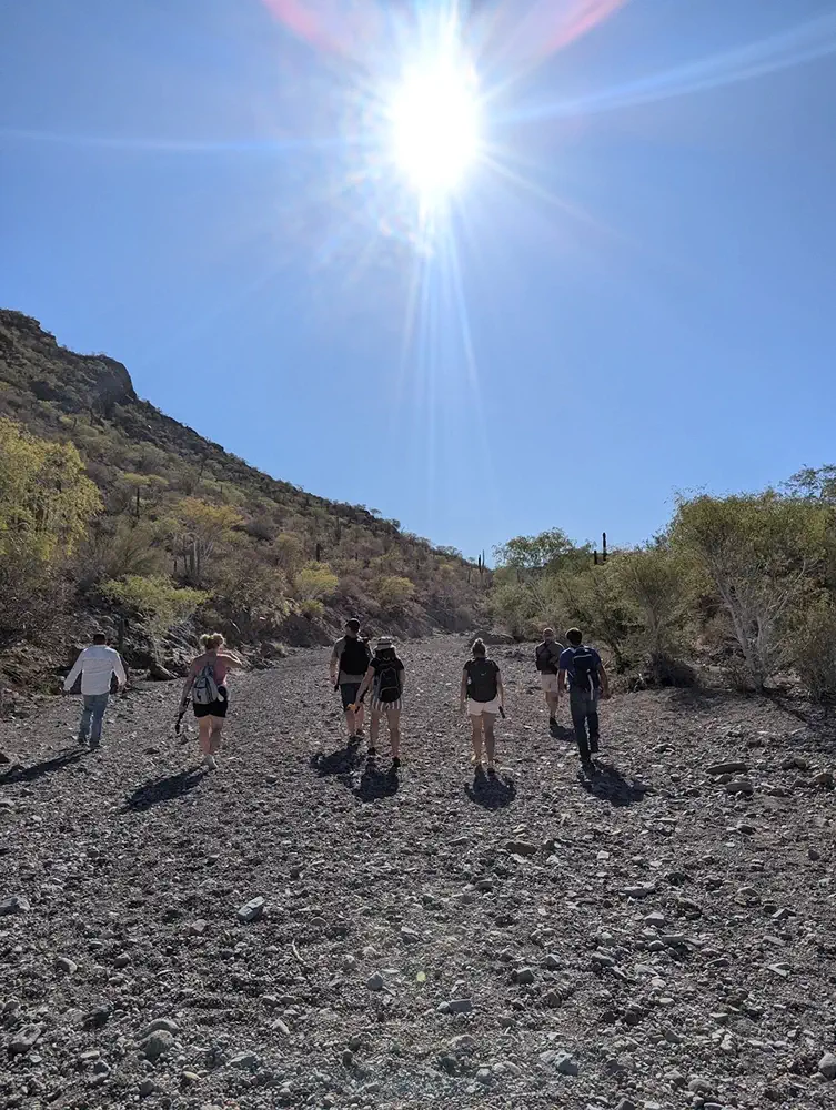 Hiking in the desert sun in Loreto
