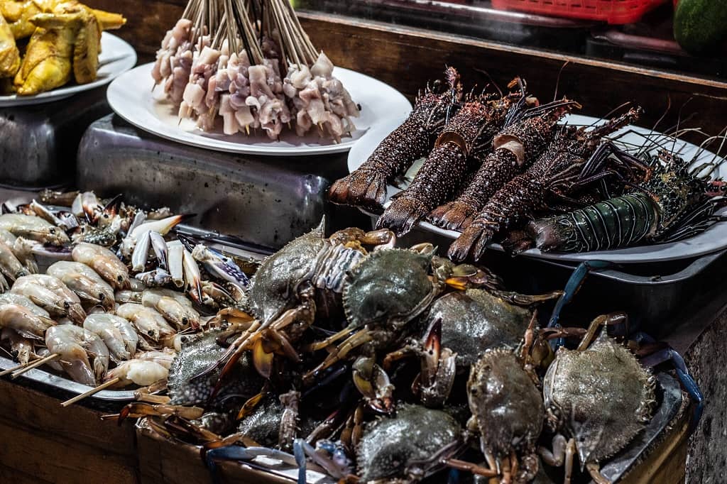 Fresh seafood in the Kupang, Indonesia night market