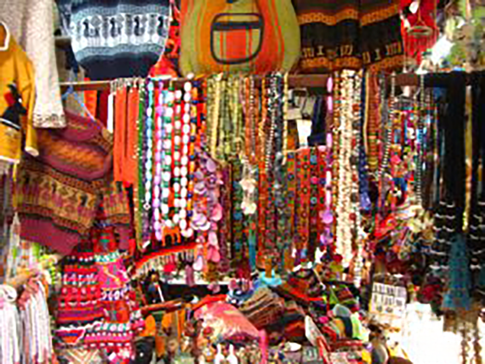 Llama wool clothing and necklaces in Cusco, Peru