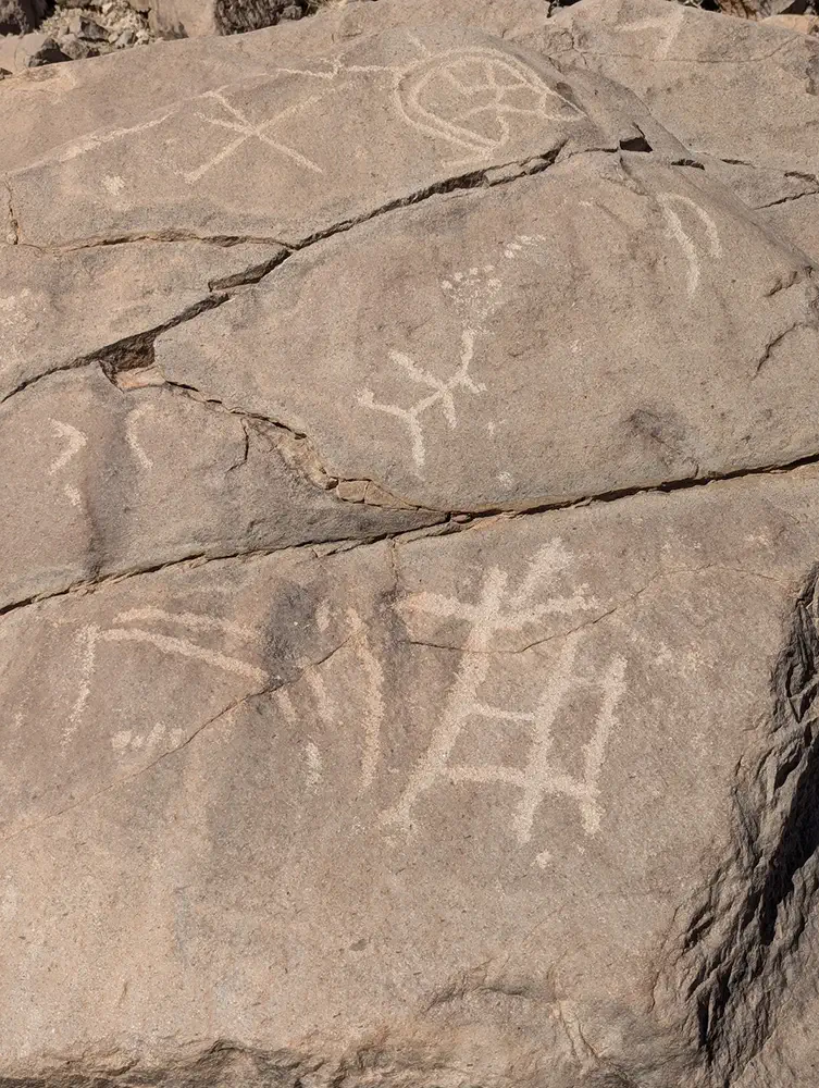 Prehistoric stone engravings petroglyphs Baja Sur