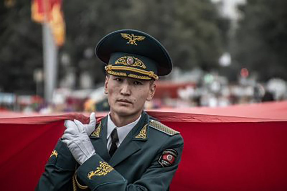 Soldier performing ceremonial duties in Bishkek