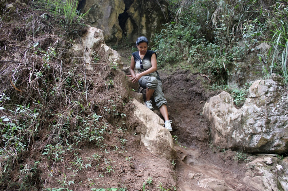 Steep pathways leading in to Echo Valley from Sagada Philippines
