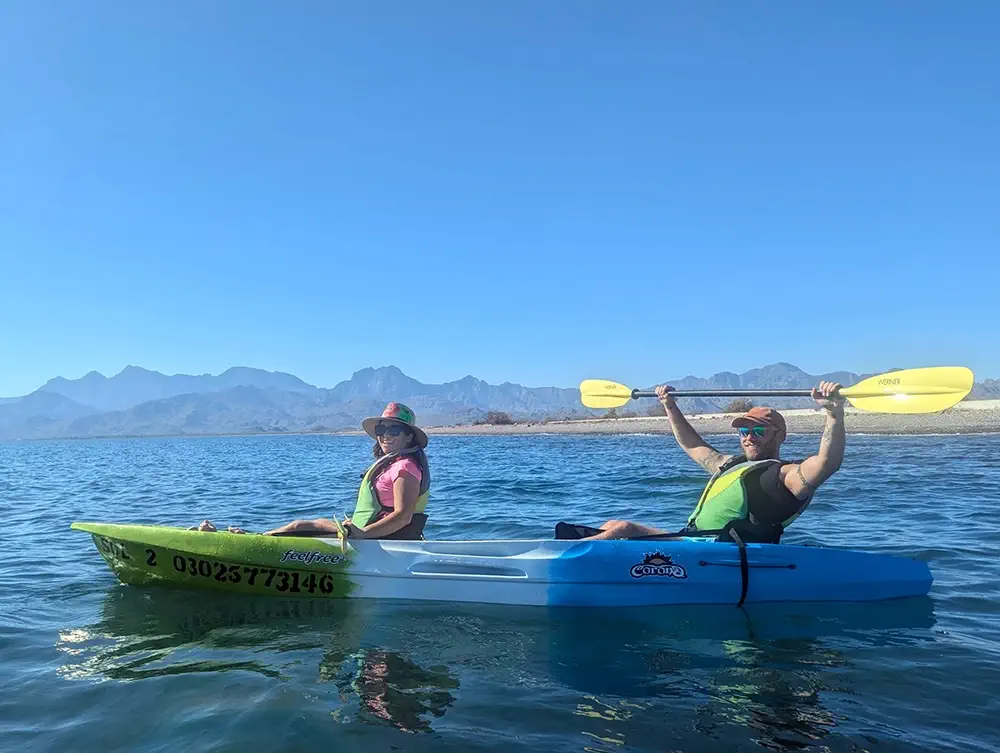 Tandem sea kayaking near Loreto Mexico