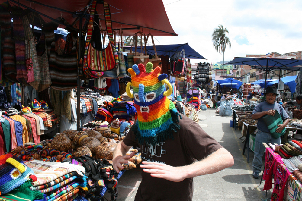 The classic “must-put-on-crazy-masks” shot with a rainbow wrestling mask!