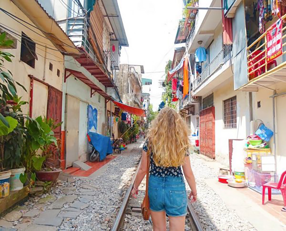 Walking through the Railway Village in Hanoi
