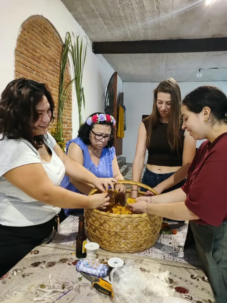 Oaxaca Day of the Dead - Teotitlan del Valle - Small group tour - teotitlan day of the dead marigold basket