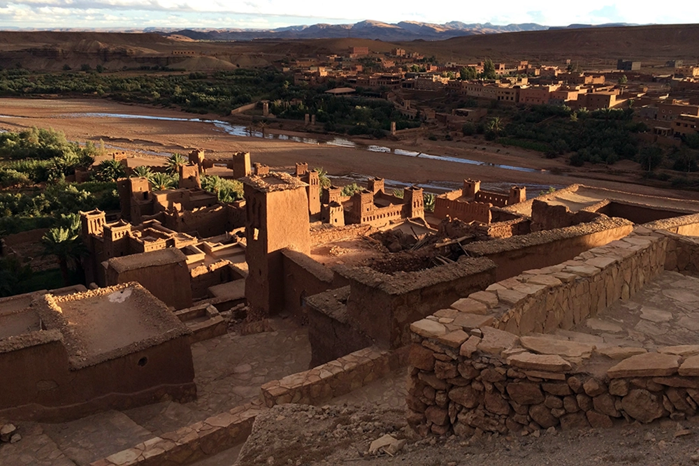 View of Ait Ben Haddou kasbah from above - Morocco small group tour